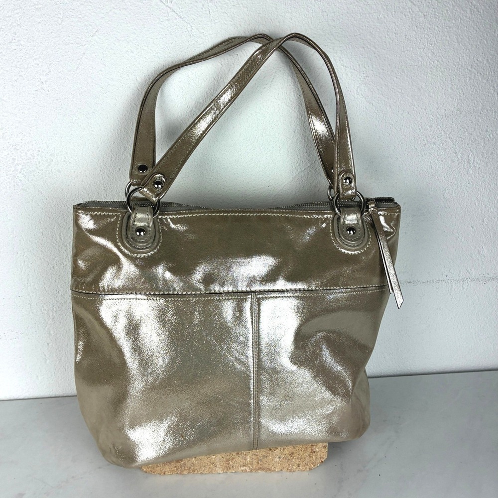 Coach Metallic Gold Tote Bag - Medium- Leather Shimmer C1263-19302 Glam Y2K Boho